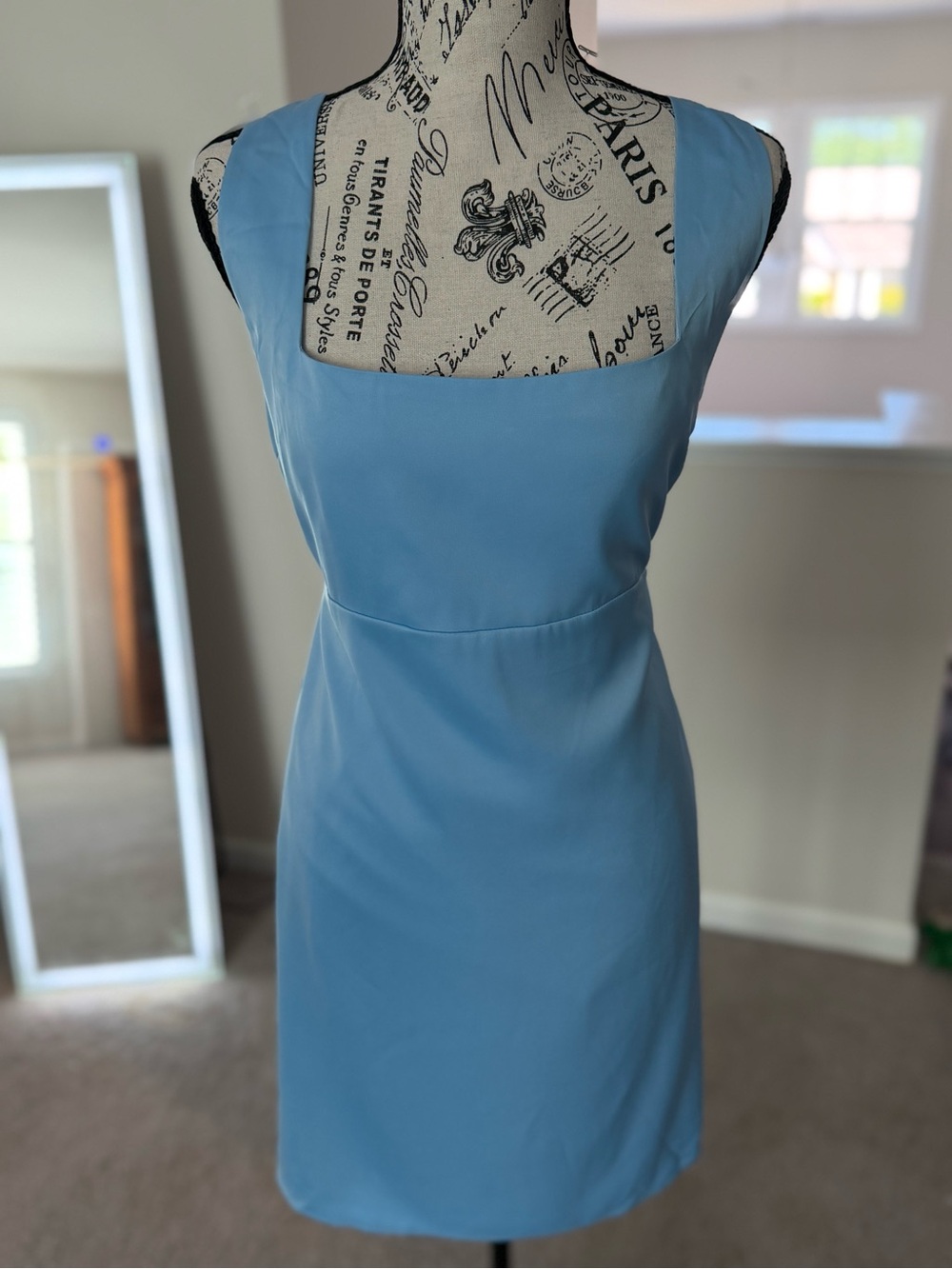 NWT Lulus Truly the Cutest Light Blue Satin Square Neck Mini Dress - Size XL - Picture 4 of 10